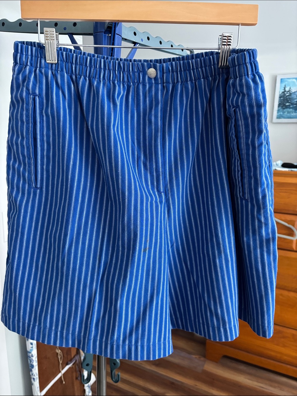 Karen Scott Blue Pinstripe A-Line Skirt